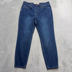 Soft Surroundings Jeans Womens 12P Blue Tapered Leg High Rise Dark Wash Stretch